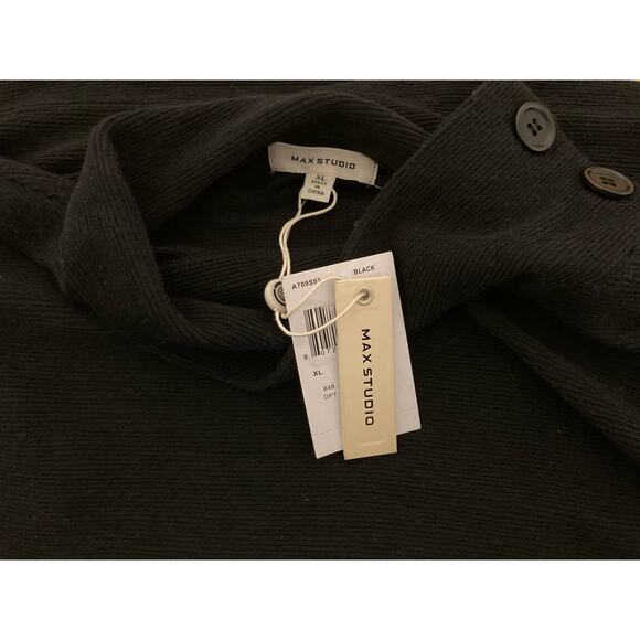 Max Studio Womens Button Shoulder Mock Pullover Sweater XL/Extra Large Black NWT - Picture 6 of 8